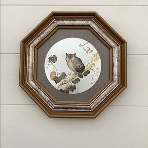 Lin-Art LTD Ancient Japanese Art of Chokin - Owl #1102-B Octagon Frame